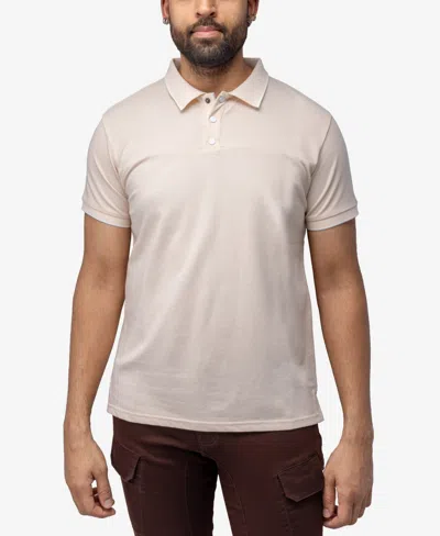 X-ray Men's Short Sleeve Pieced Pique Tipped Polo In Sand
