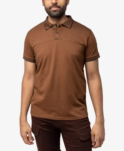X-ray Men's Short Sleeve Pieced Pique Tipped Polo In Sienna