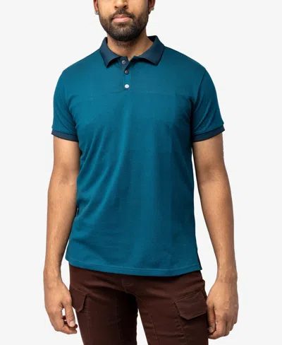 X-ray Men's Short Sleeve Pieced Pique Tipped Polo In Teal