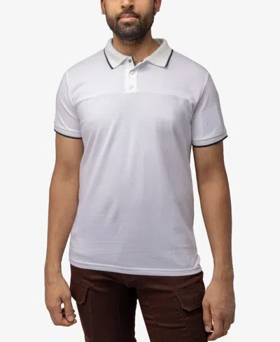 X-ray Men's Short Sleeve Pieced Pique Tipped Polo In White