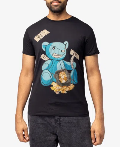 X-ray Men's Stone Tee Blue Bear With Money In Black