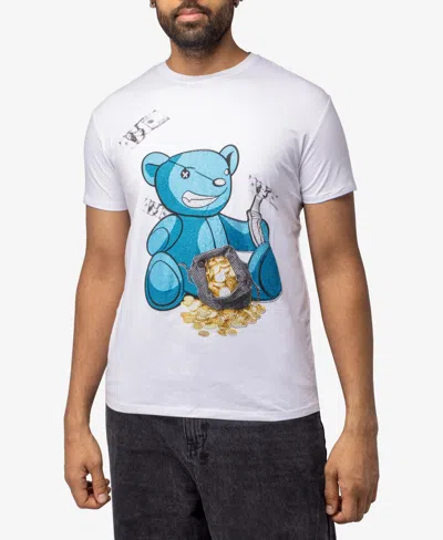 X-ray Men's Stone Tee Blue Bear With Money In White