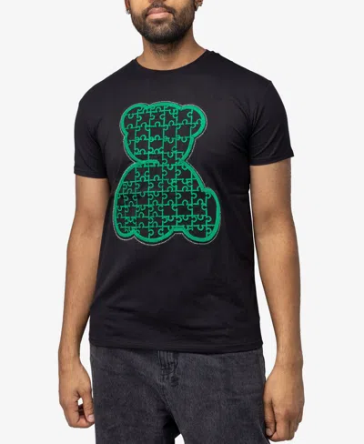 X-ray Men's Stone Tee Green Pattern Outline Bear In Black