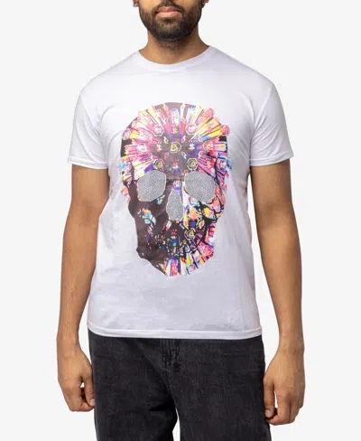 X-ray Men's Stone Tee Multi Colored Skull With Silver In White