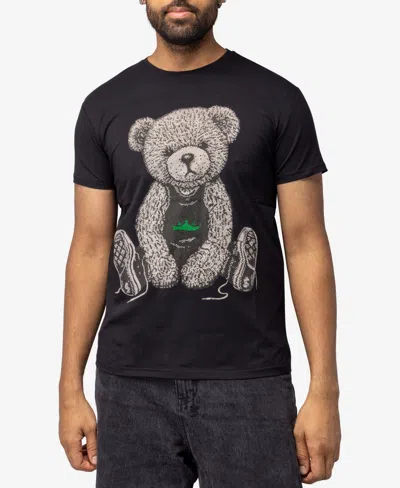X-ray Men's Stone Tee Seated Bear With Green Crown In Black