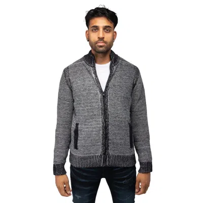 X-ray Xmw-30027 Stand Collar Full Zip Ribbed Sweater In Gray