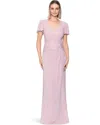 Xscape Cape Wrap Dress Women Pink Glitter Twist Front Flutter Sleeve Party App3012 In Pink
