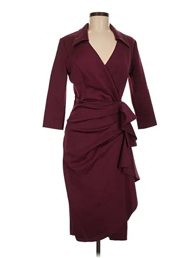 Pre-owned Xscape Cocktail Dress In Burgundy