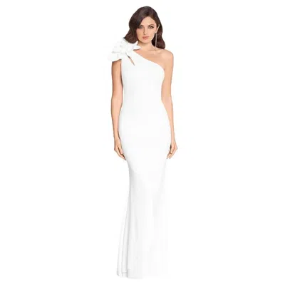 Xscape Dress Women's White Scuba Ruched Cutout One-shoulder Bodycon Kfc307
