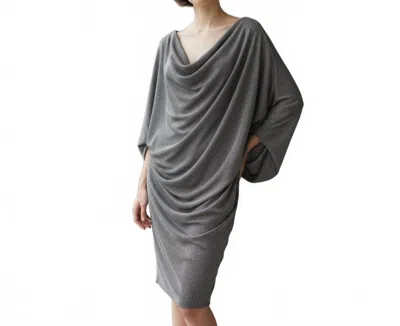 Xscape Elegant Drape Back Scuba Crepe Dress In Charcoal In Pink