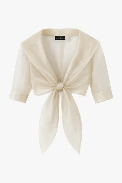 Xscape Evenings "agnes" Organza 3/4 Sleeve Shawl Wrap In Khaki