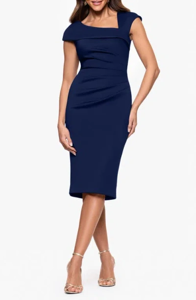Xscape Evenings Asymmetric Scuba Crepe Cocktail Dress