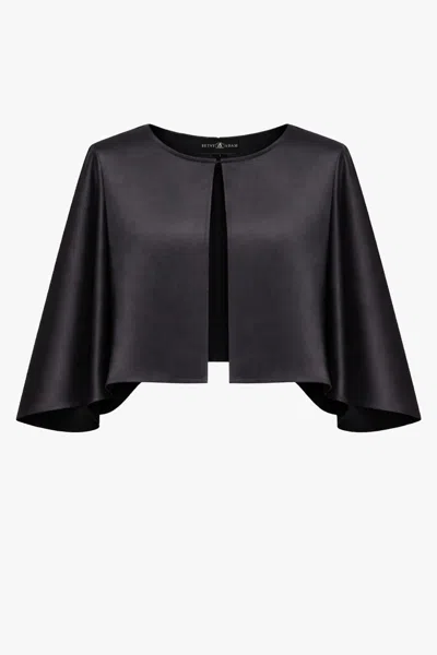 Xscape Evenings "bella" Satin Cape Shawl Wrap In Black