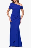 Xscape Evenings Bow Detail One-shoulder Mermaid Gown In Marine
