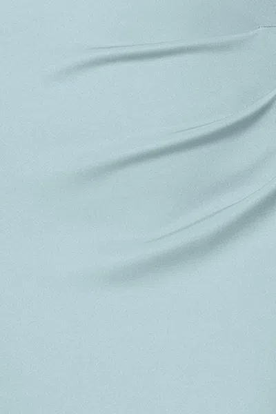 Xscape Evenings "cami" Long Scuba Crepe With Flower Shoulder Dress In Green