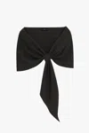 Xscape Evenings "carol" Techno Scuba Pull Through Shawl Wrap In Black