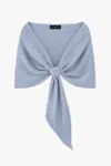 Xscape Evenings "carol" Techno Scuba Pull Through Shawl Wrap In Blue