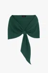 Xscape Evenings "carol" Techno Scuba Pull Through Shawl Wrap In Hunter