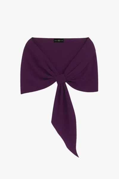 Xscape Evenings "carol" Techno Scuba Pull Through Shawl Wrap In Plum