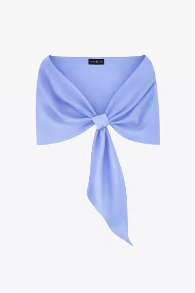 Xscape Evenings "carol" Techno Scuba Pull Through Shawl Wrap In Blue