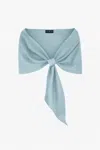 Xscape Evenings "carol" Techno Scuba Pull Through Shawl Wrap In Sage