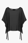 Xscape Evenings "demi" Chiffon Pullover Shawl Wrap In Black