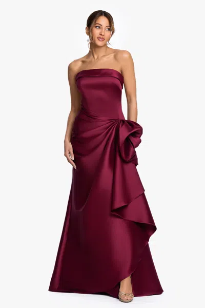 Xscape Evenings "diana" Mikado Strapless Rouched Dress In Wine