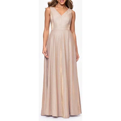 Xscape Evenings Galaxy Sleeveless Glitter Gown In Neutral
