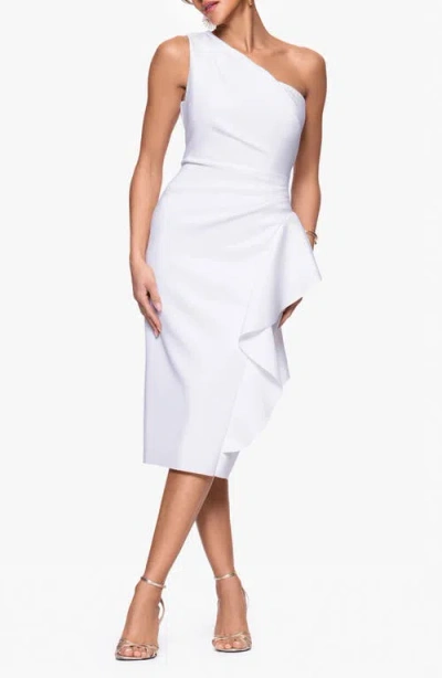 Xscape Evenings Gathered One-shoulder Cocktail Dress
