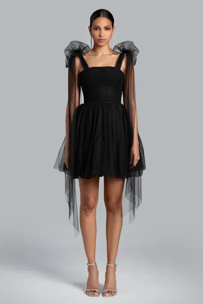 Xscape Evenings Ghrail "beverly" Mesh Mini Dress In Black