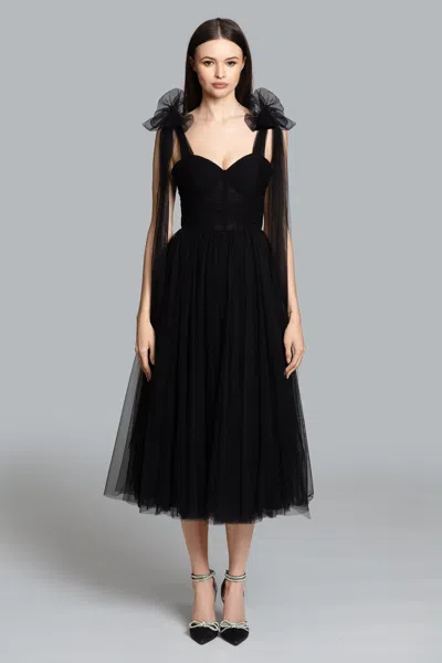 Xscape Evenings Ghrail "bowery" Mesh Midi In Black