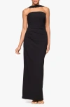 Xscape Evenings Halter Neck Scuba Crepe Sheath Gown In Black