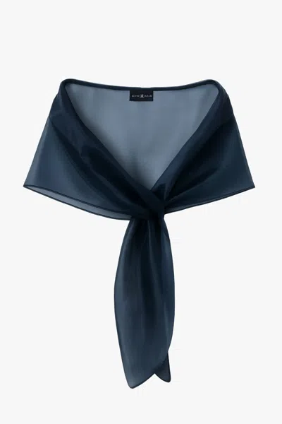 Xscape Evenings "joan" Pull Through Organza Shawl Wrap In Blue