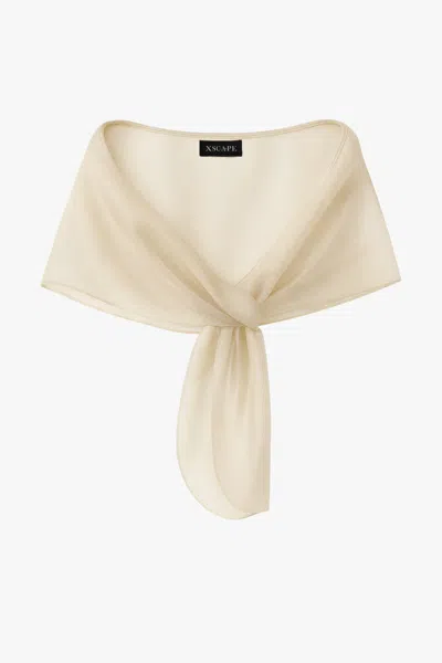 Xscape Evenings "joan" Pull Through Organza Shawl Wrap In Neutral