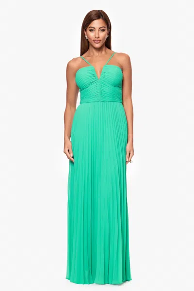 Xscape Evenings Pleated Chiffon Gown In Green