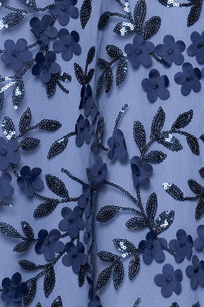 Xscape Evenings "lola" Sequin Flower Embellished Floor Length Dress In Blue