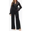 Xscape Evenings Mixed Media Long Sleeve Jumpsuit In Black