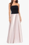 Xscape Evenings Mixed Media Strapless Ball Gown