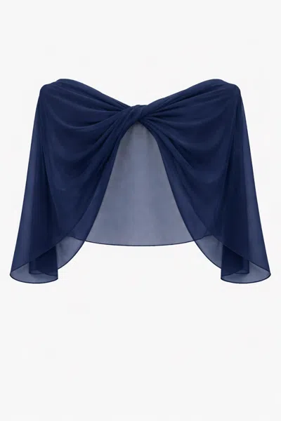Xscape Evenings "nikita" Chiffon Twist Shawl Wrap In Blue