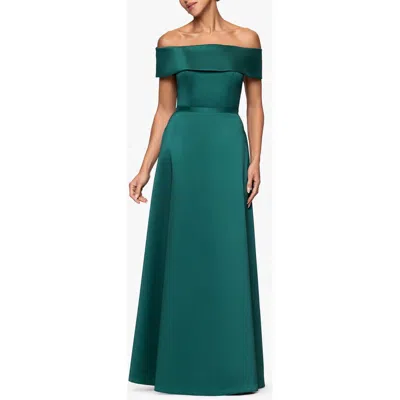 Xscape Evenings Off The Shoulder Mikado Gown In Green