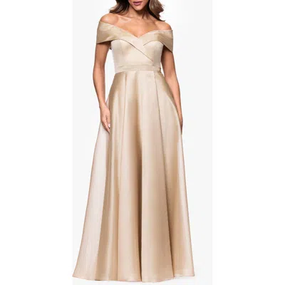 Xscape Evenings Off The Shoulder Organza Gown In Gold