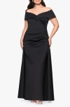Xscape Evenings Off The Shoulder Scuba Gown In Black