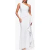 Xscape Evenings One-shoulder Ruffle Scuba Crepe Gown In Ivory