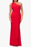 Xscape Evenings One-shoulder Twist Evening Gown In Red