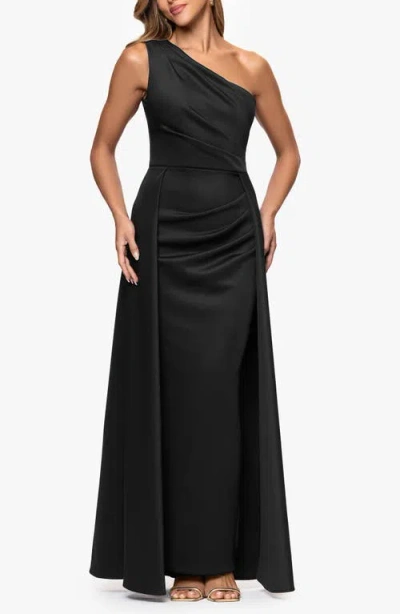 Xscape Evenings One-shoulder Scuba Crepe Evening Gown In Black