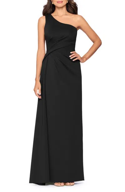 Xscape Evenings One-shoulder Scuba Gown In Multi