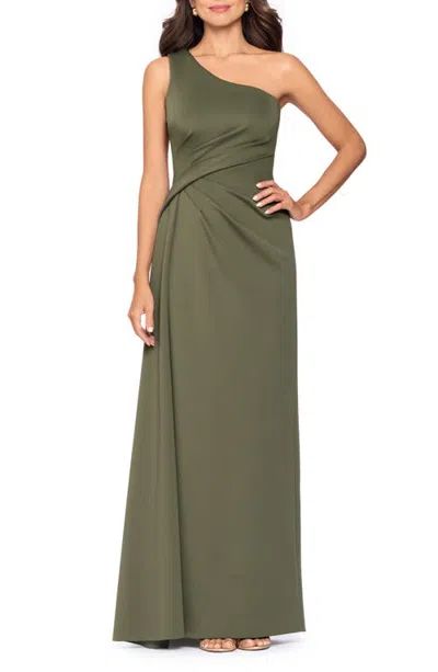 Xscape Evenings One-shoulder Scuba Gown In Multi