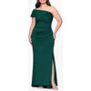 Xscape Evenings Pleated One-shoulder Mermaid Gown In Green