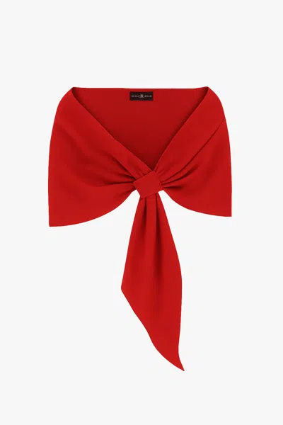 Xscape Evenings Plus "carol" Techno Scuba Pull Through Shawl Wrap In Red