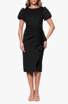 Xscape Evenings Puff Sleeve Sheath Cocktail Dress In Black